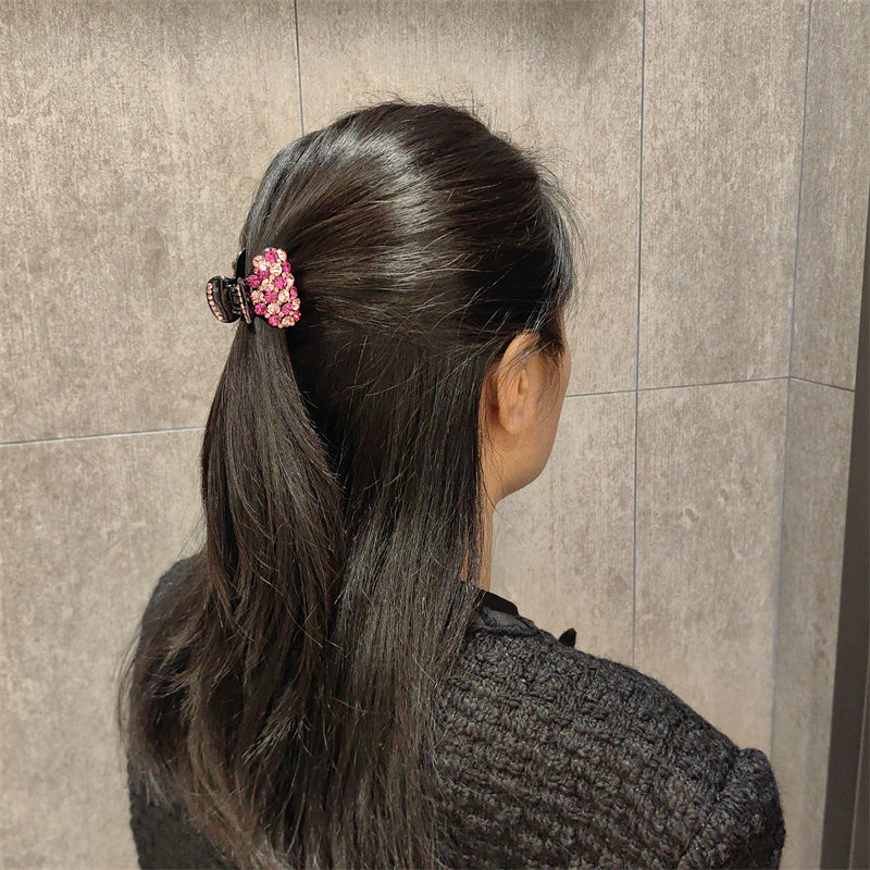 Sparkling 4cm Rhinestone Mini Claw Clip for Half-Updos and Fine Hair