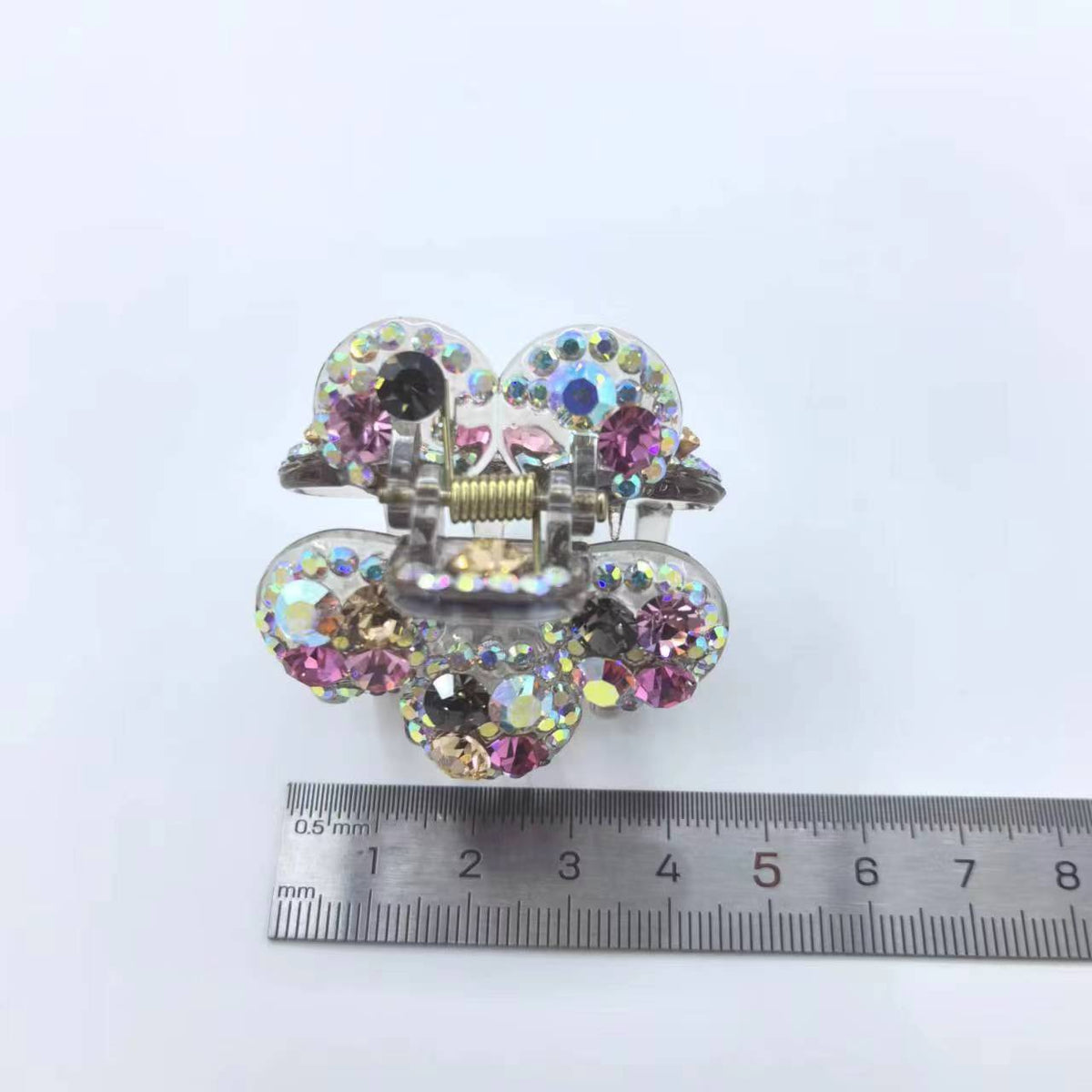 4cm Round Crystal Hair Claw Clip - Elegant Non-Slip Small Jaw Barrette