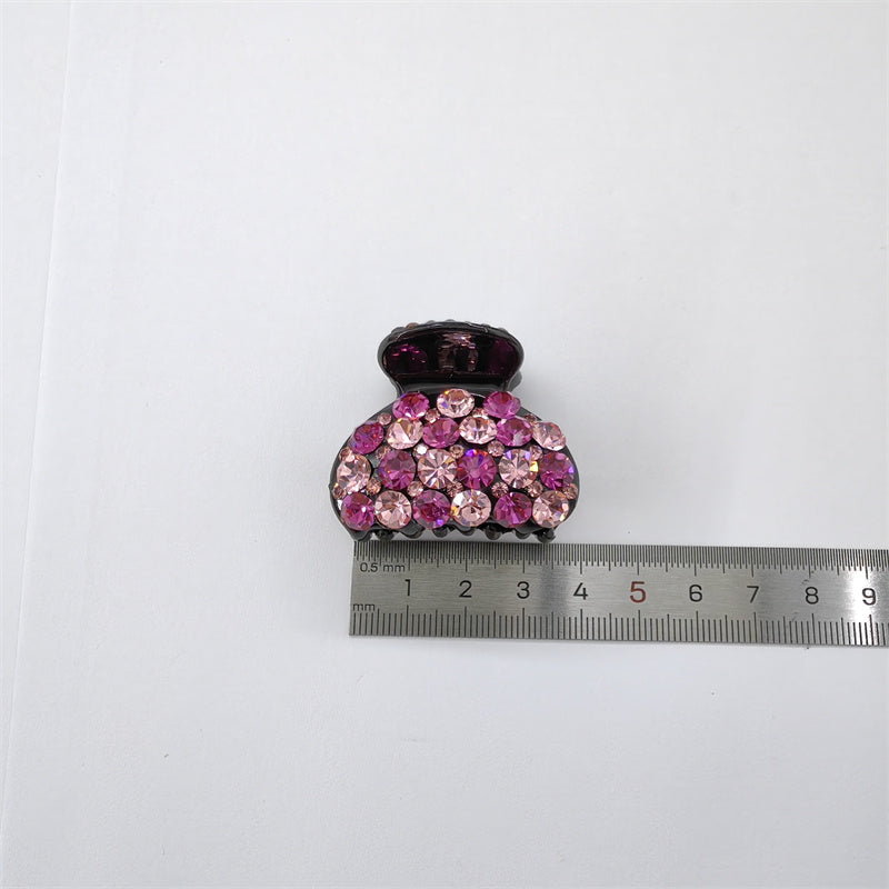 Sparkling 4cm Rhinestone Mini Claw Clip for Half-Updos and Fine Hair