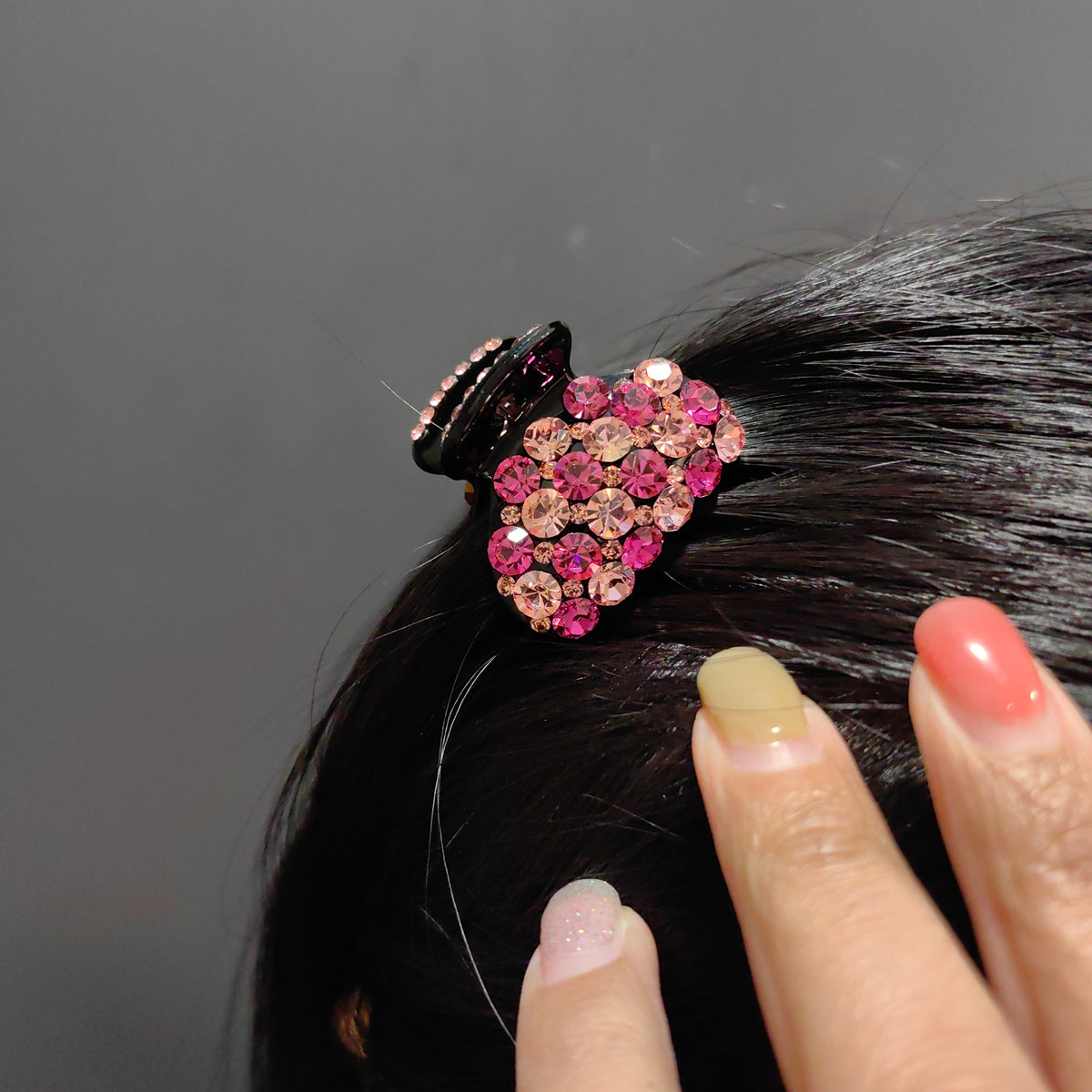 Sparkling 4cm Rhinestone Mini Claw Clip for Half-Updos and Fine Hair