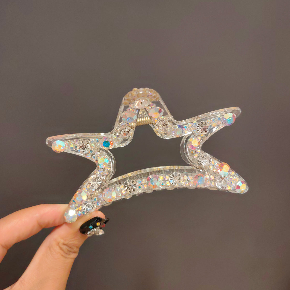 Sparkling Crystal Star Hair Claw Clip - Non-Slip Rhinestone Jaw Clamp