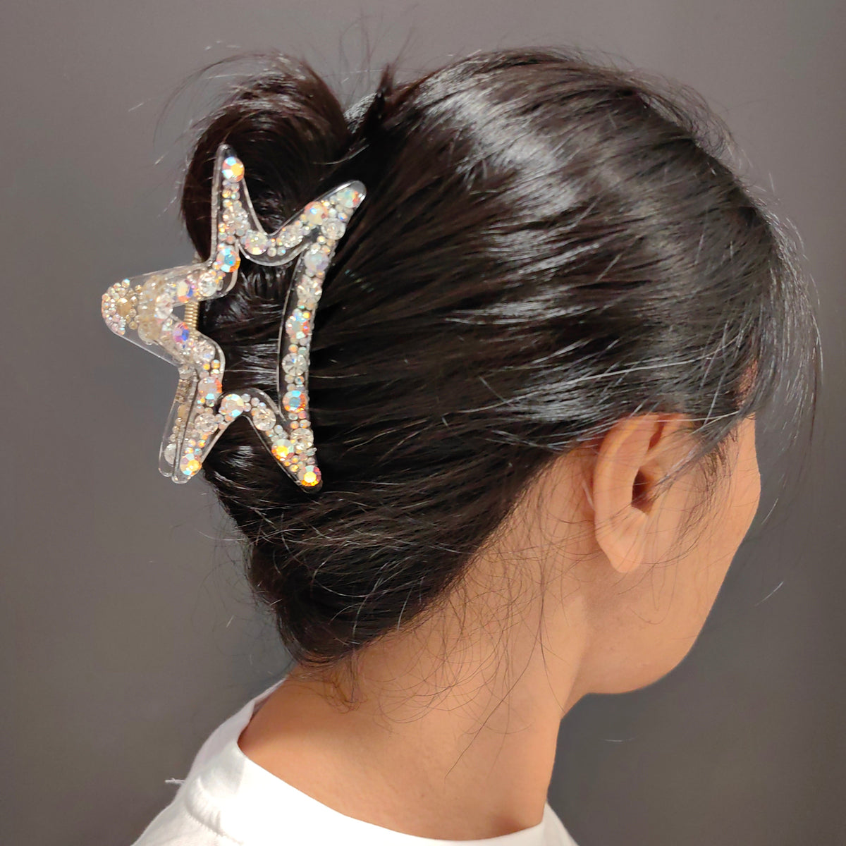 Sparkling Crystal Star Hair Claw Clip - Non-Slip Rhinestone Jaw Clamp