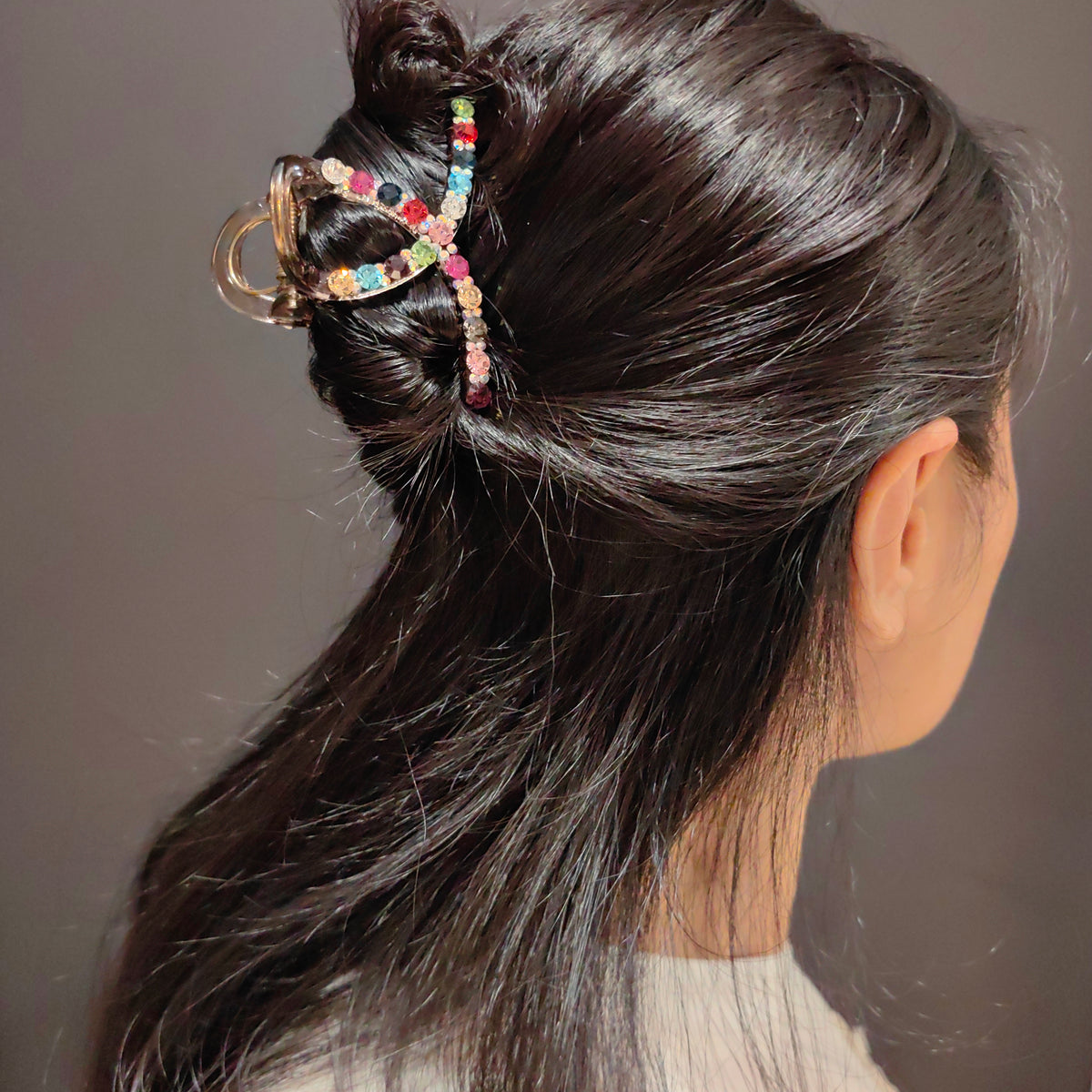 French Crystal Hair Claw Clip - Sparkling Non-Slip Rhinestone Barrette