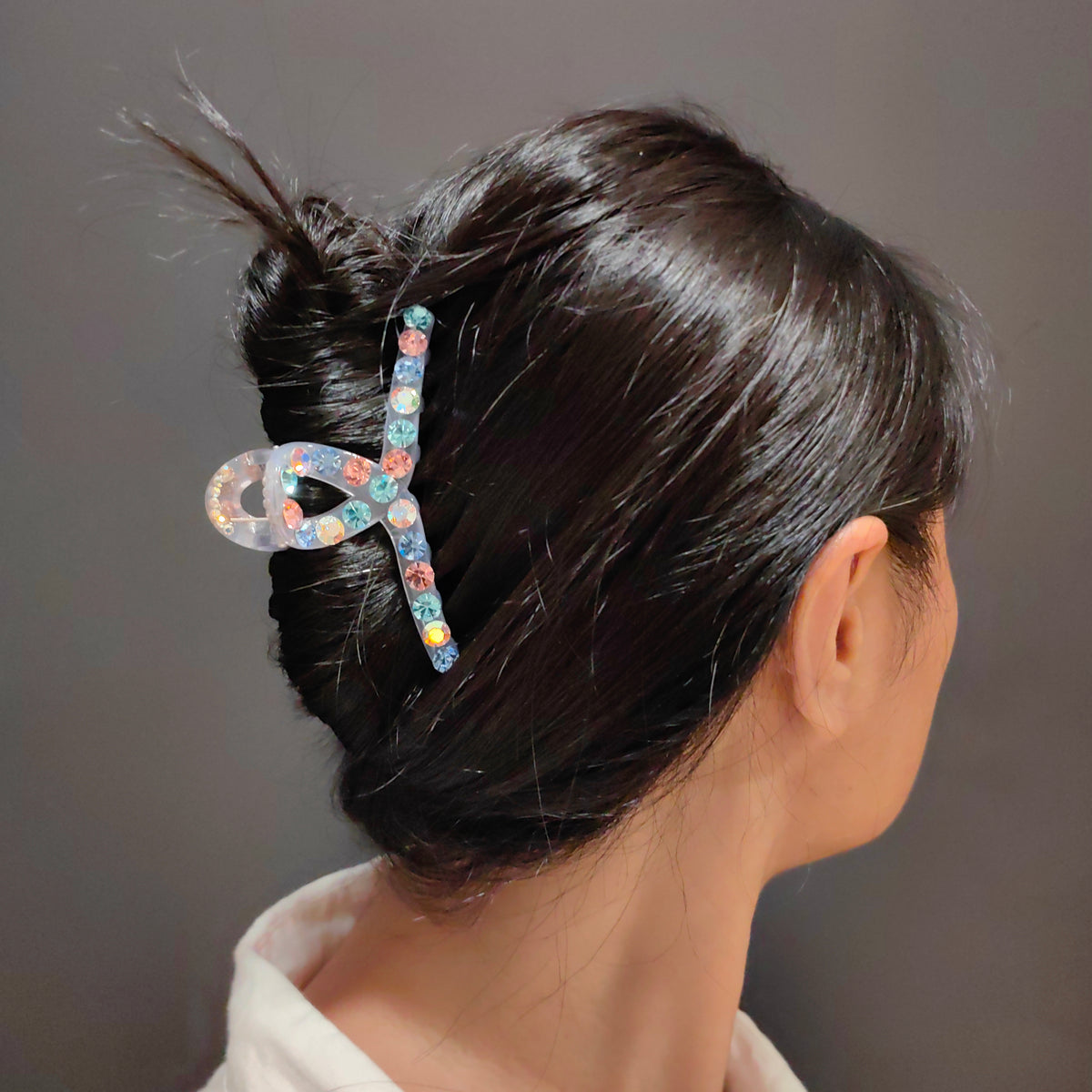 10cm Colorful Crystal Hair Claw Clip - Elegant Large French Jaw Clip