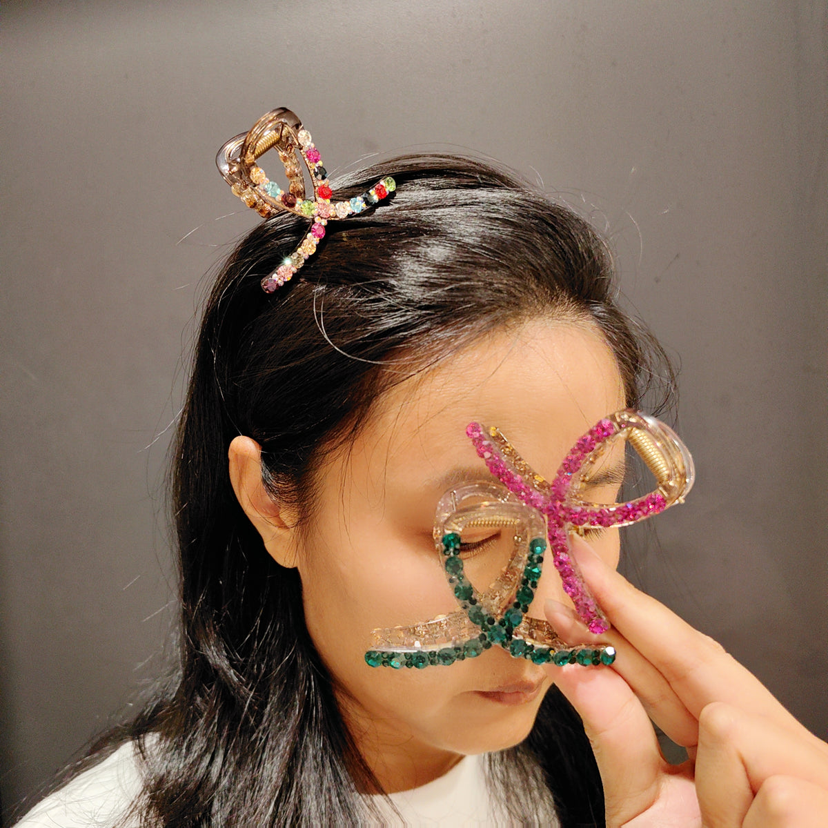 French Crystal Hair Claw Clip - Sparkling Non-Slip Rhinestone Barrette