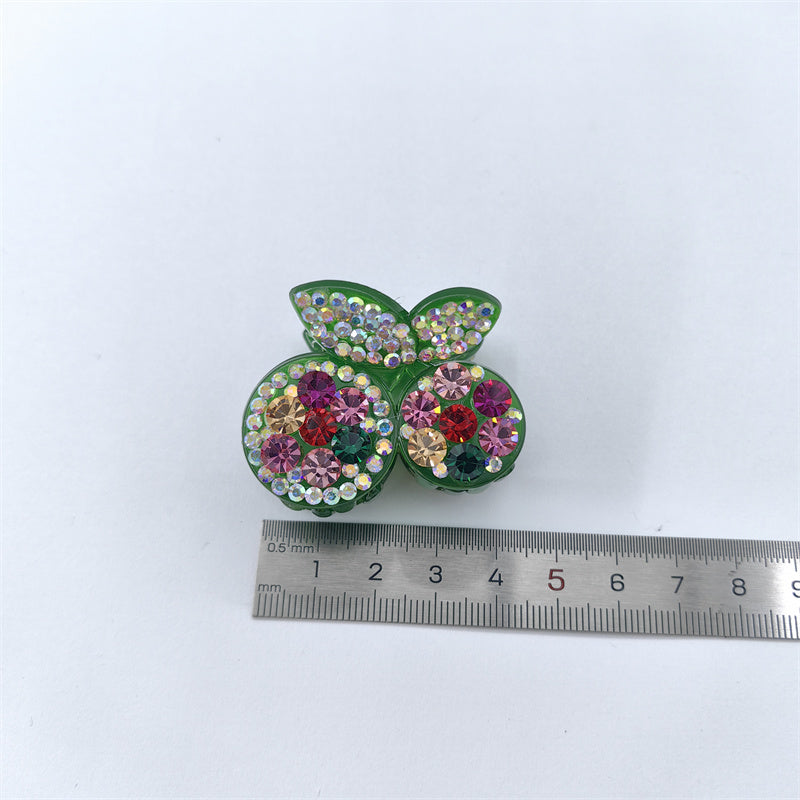 Sparkling 4cm Cherry Rhinestone Mini Claw Clip for Half-Updos