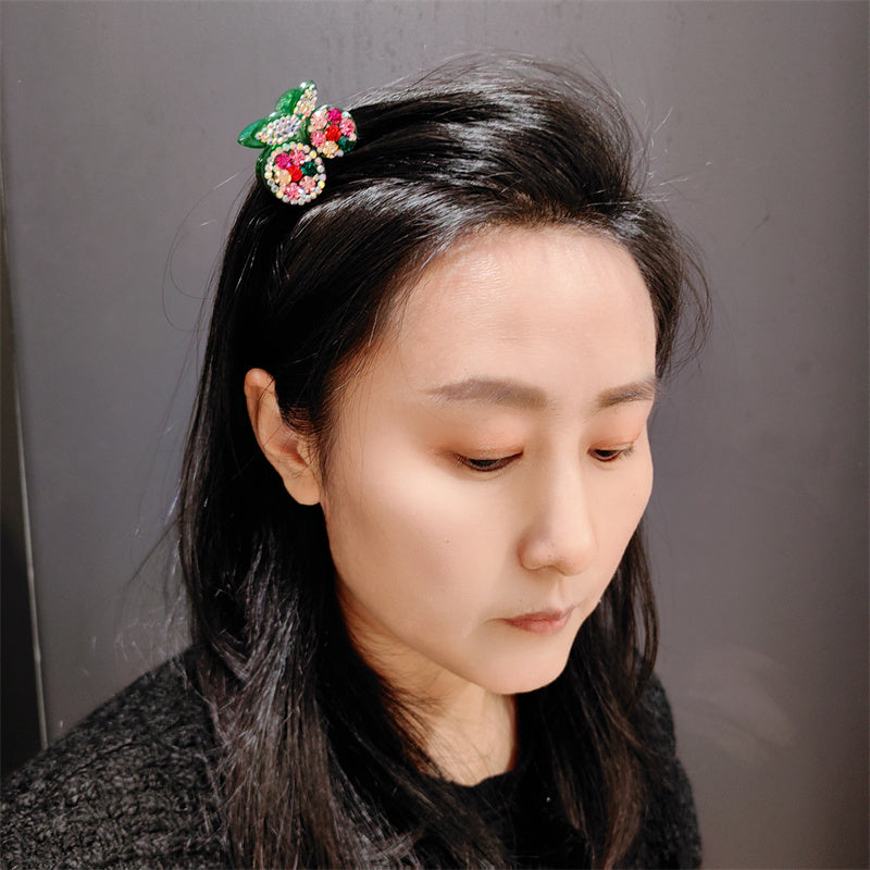 Sparkling 4cm Cherry Rhinestone Mini Claw Clip for Half-Updos