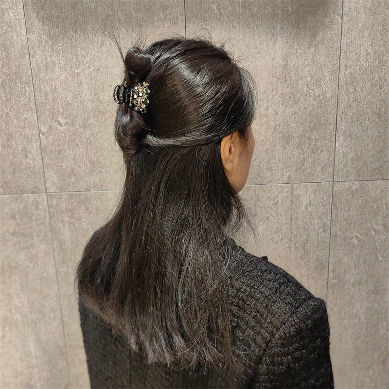 Sparkling 4cm Rhinestone Mini Claw Clip for Half-Updos and Fine Hair