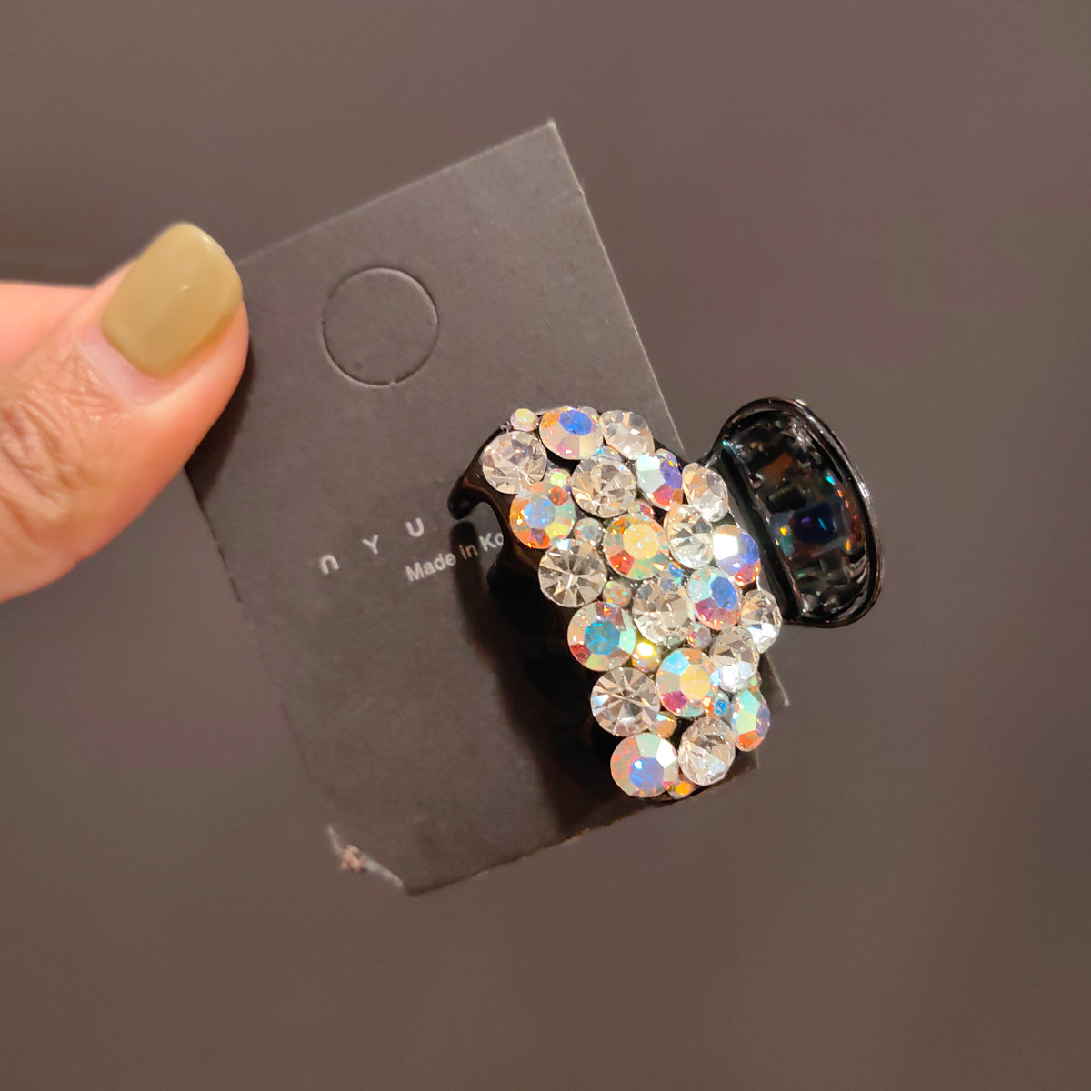 Sparkling 4cm Rhinestone Mini Claw Clip for Half-Updos and Fine Hair