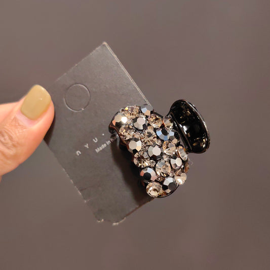 Sparkling 4cm Rhinestone Mini Claw Clip for Half-Updos and Fine Hair