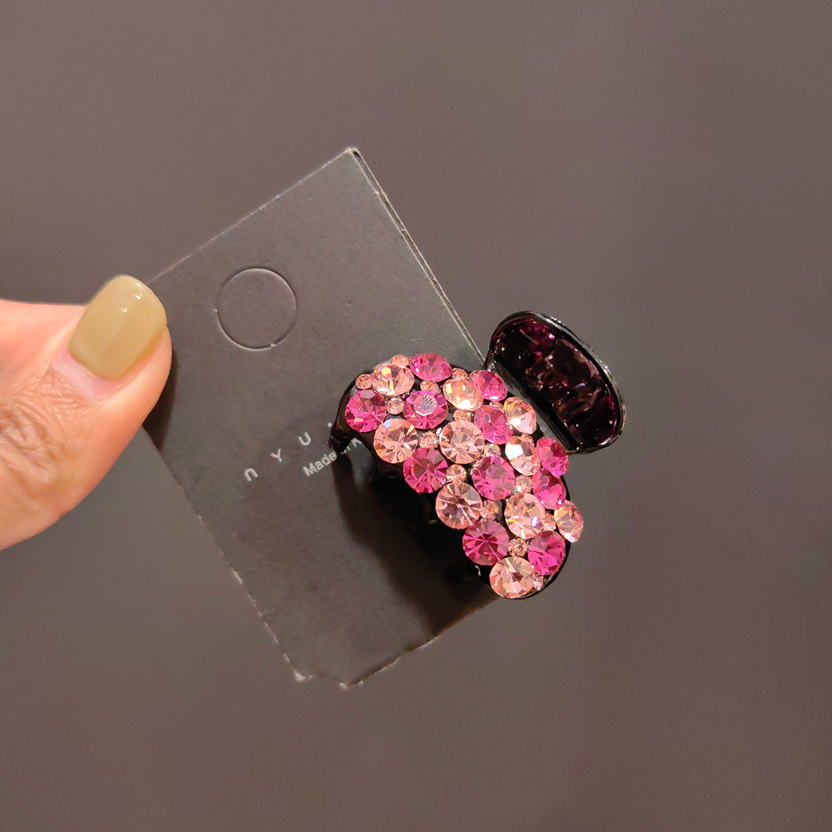 Sparkling 4cm Rhinestone Mini Claw Clip for Half-Updos and Fine Hair