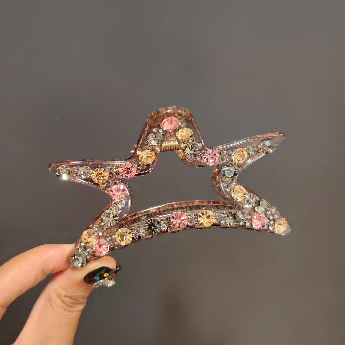Sparkling Crystal Star Hair Claw Clip - Non-Slip Rhinestone Jaw Clamp