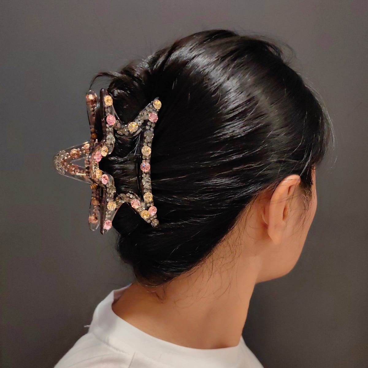 Sparkling Crystal Star Hair Claw Clip - Non-Slip Rhinestone Jaw Clamp