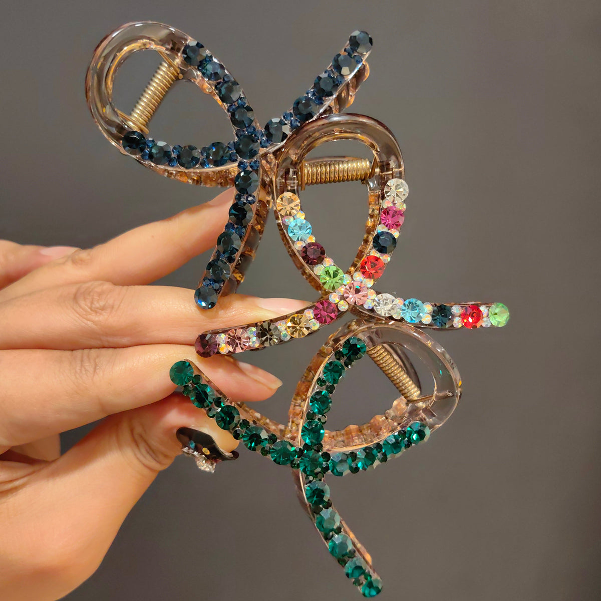 French Crystal Hair Claw Clip - Sparkling Non-Slip Rhinestone Barrette