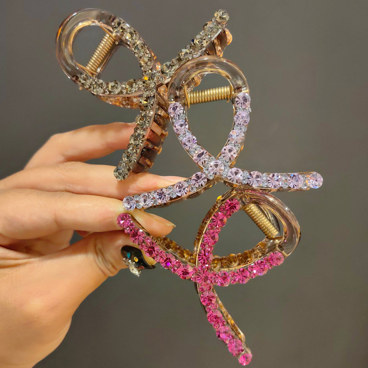 French Crystal Hair Claw Clip - Sparkling Non-Slip Rhinestone Barrette