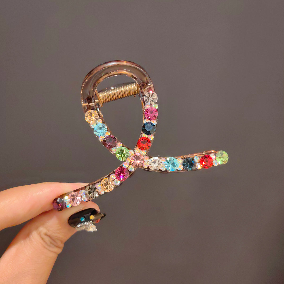 French Crystal Hair Claw Clip - Sparkling Non-Slip Rhinestone Barrette