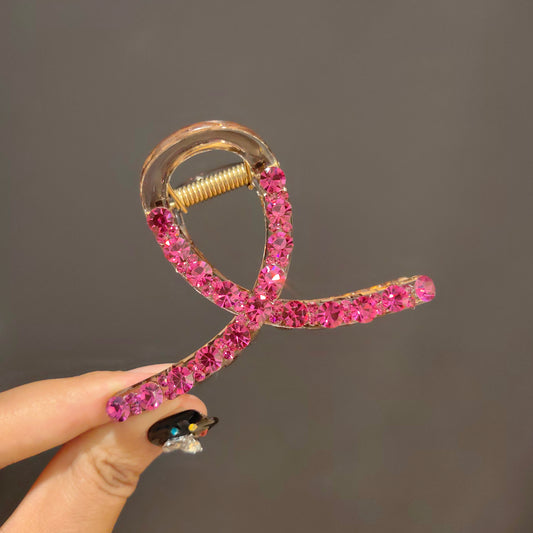 French Crystal Hair Claw Clip - Sparkling Non-Slip Rhinestone Barrette