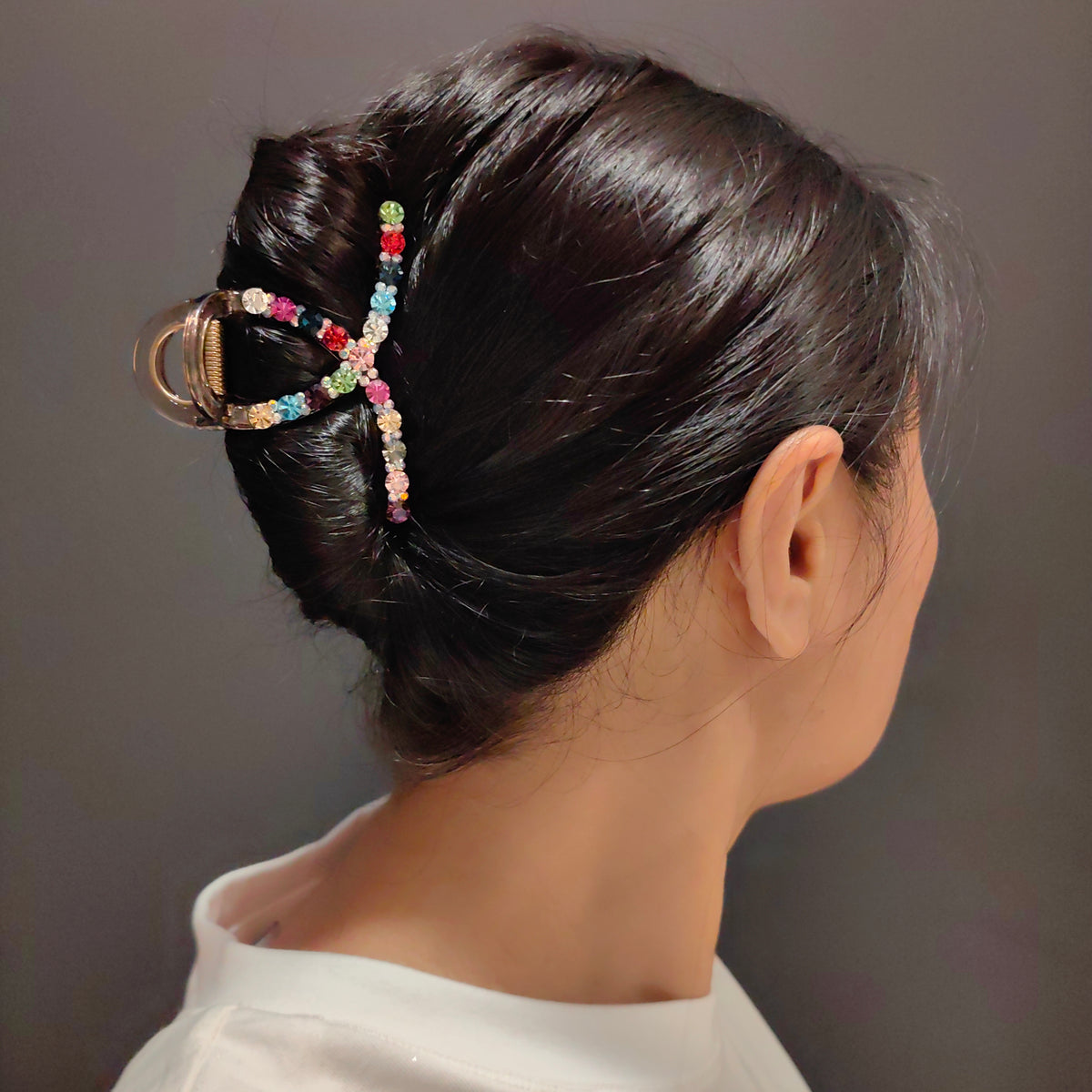 French Crystal Hair Claw Clip - Sparkling Non-Slip Rhinestone Barrette