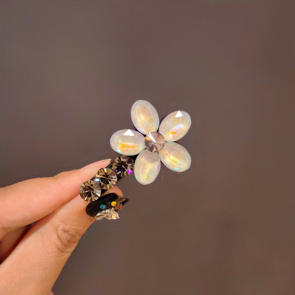 Flower Crystal Hair Claw Clip - Sparkling French Rhinestone Barrette