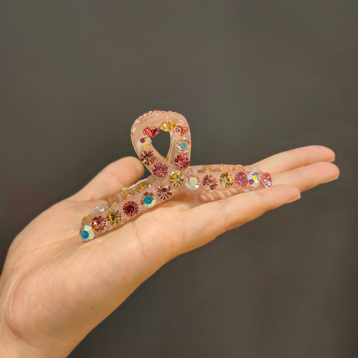 10cm Colorful Crystal Hair Claw Clip - Elegant Large French Jaw Clip
