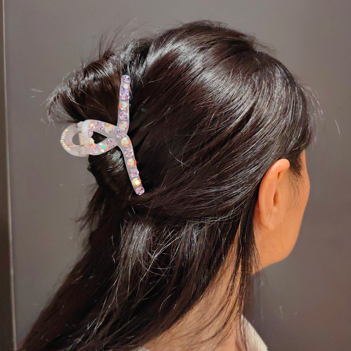 10cm Colorful Crystal Hair Claw Clip - Elegant Large French Jaw Clip